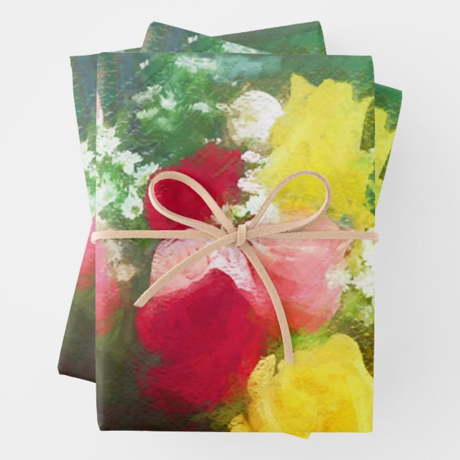 Rose Bouquet von Rose Malerei Original Blume Kunst Geschenkpapier Set (Beispiel)