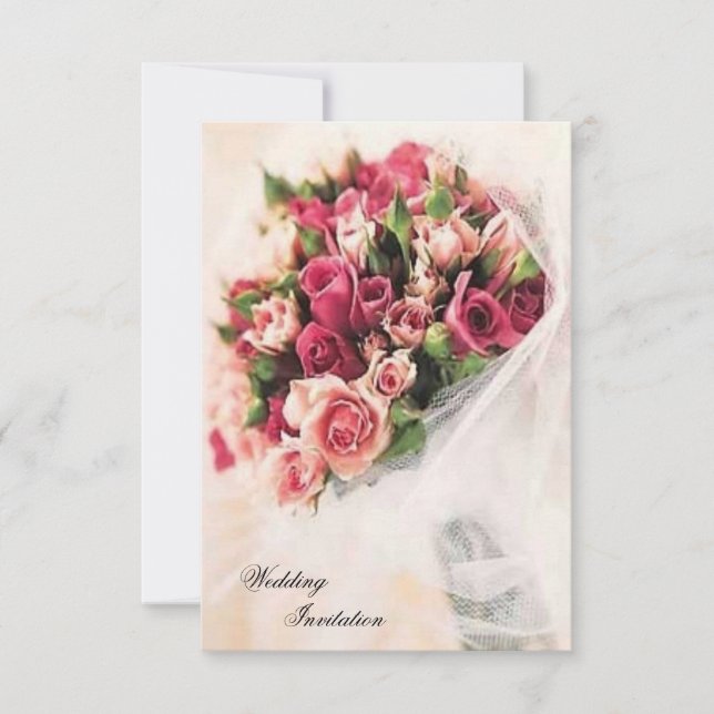 Rose Bouquet Wedding Einladung (Vorderseite)