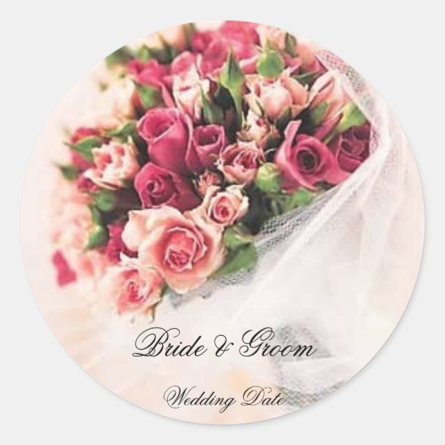 Rose Bouquet Wedding Sticker (Vorderseite)