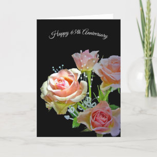 Rose Bouquet zum 65. Jahrestag auf schwarz Karte