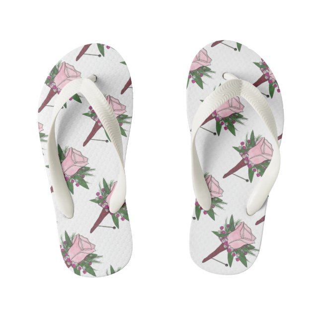 Rose Boutonniere Ring Bearer Wedding Flip Flops (Fußbett)