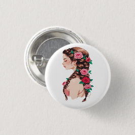 Rose Braided Hair Floral T-Shirt für Frauen Button