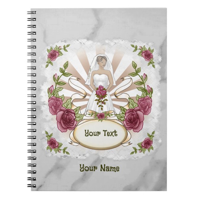 Rose Braut - individuelles Hochzeitsnotebook Notizblock (Vorderseite)