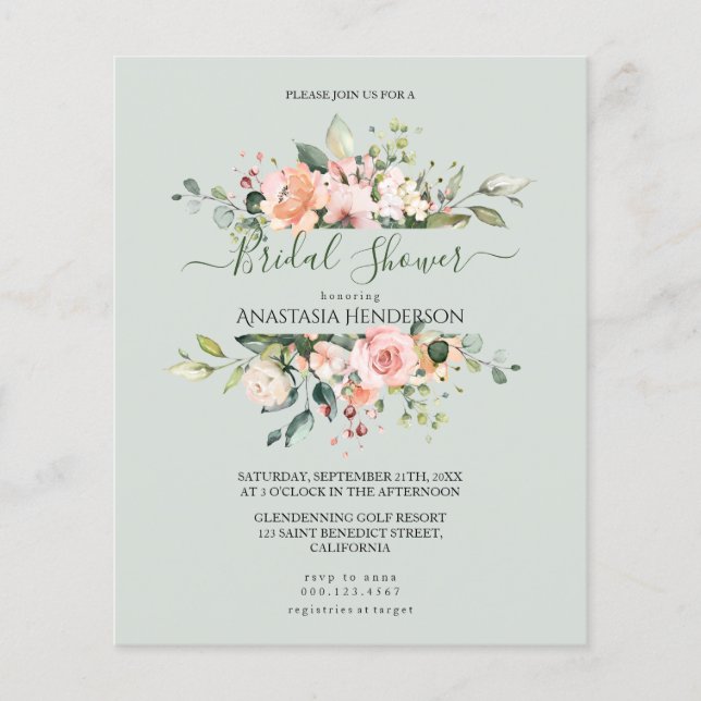 Rose - Brautparty. Einladung zu Haushaltsmitteln. Flyer (Vorne)