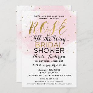 Rosé BRAUTPARTY Wein Rosa und Gold Einladung