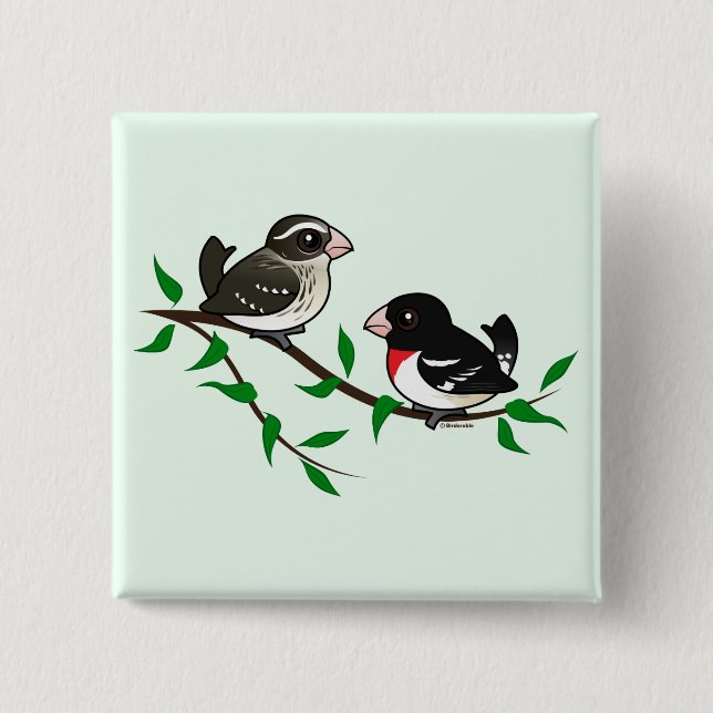 Rose-breasted Grosbeak-Paare Button (Vorderseite)