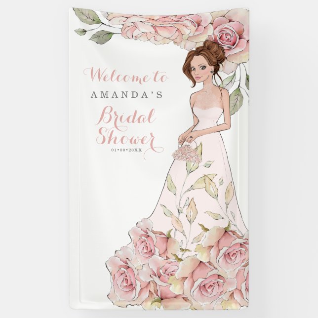 Rose Bride Brautparty Willkommen Banner (Vertikal)