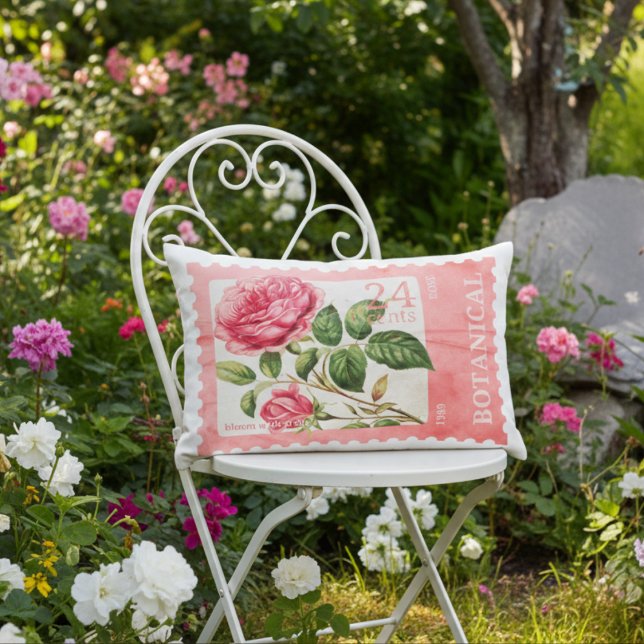 Rose Briefmarke Romantischer botanischer Akzent Ki Dekokissen (Von Creator hochgeladen)