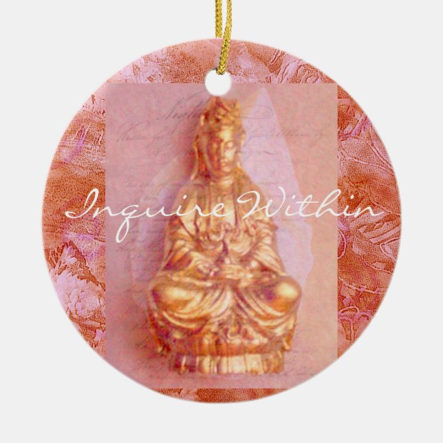 Rose-Bronze Kwan Yin Keramikornament (Vorne)