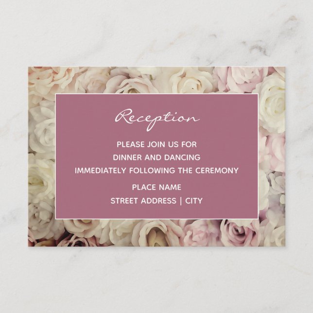 Rose Brown Mulberry Pink Hochzeitsempfangskarten Begleitkarte (Vorderseite)