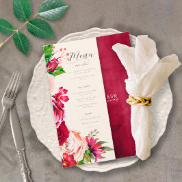 Rose Burgund/Cream Wedding Menu ID584 Menükarte