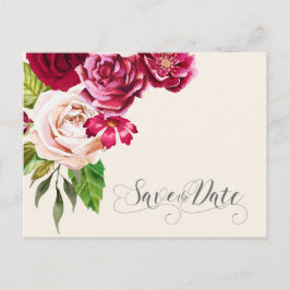 Rose Burgund/Creme Save the Date ID584 Ankündigungspostkarte