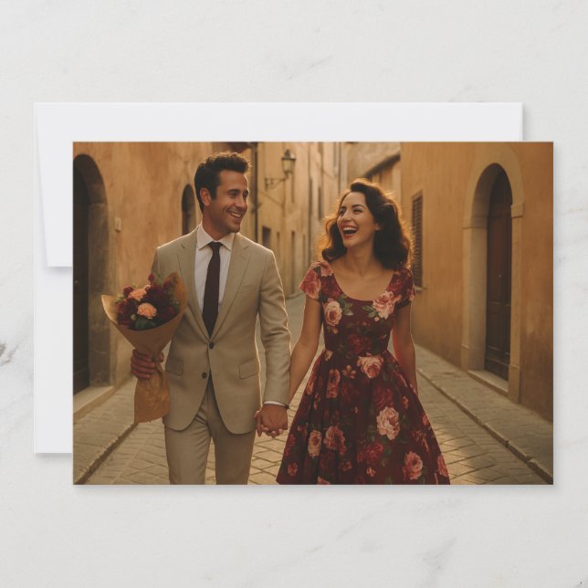 Rose Burgund und Rose Save The Date (Vorderseite)