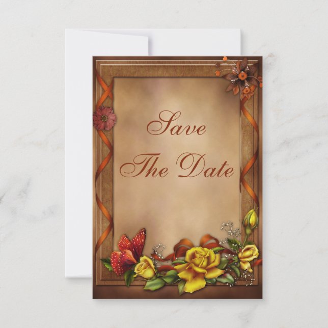 Rose & Butterfly Babydusche Save the Date (Vorderseite)