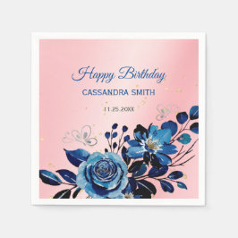 Rose Butterfly Gold Glitzer Rosa Geburtstag Serviette