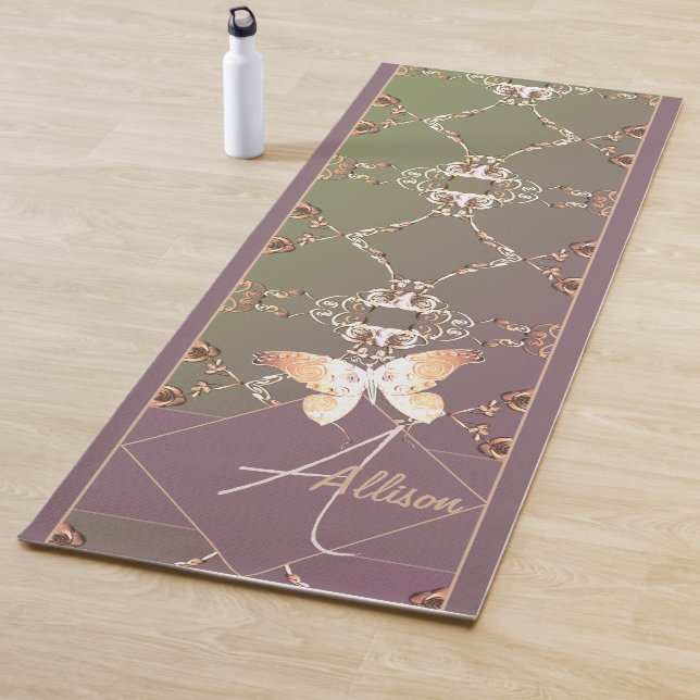Rose Butterfly Monogram Yogmatte Yogamatte (Beispiel)