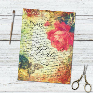 Rose Butterfly Viktorianisch French Letter Paris Seidenpapier