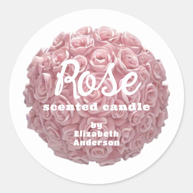 Rose Candle Classic Round Aufkleber (Vorderseite)
