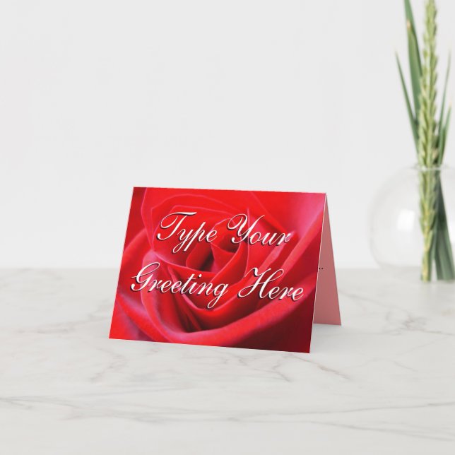 Rose Card Rote Rose Benutzerdefinierte Grußkarte Karte (Vorderseite)