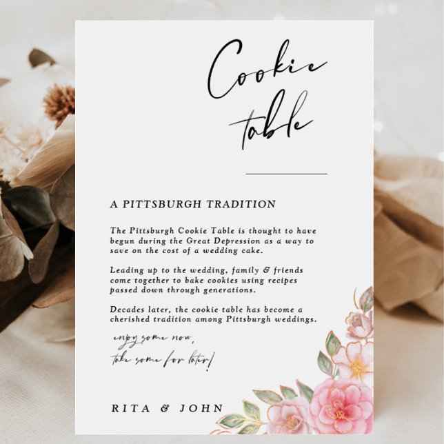 Rose Carnation Minimalistisch Cookie Wedding Sign Poster (Von Creator hochgeladen)
