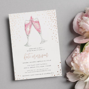 Rosé Champagner Rosenvergoldeter Brautjungfernab Folieneinladung