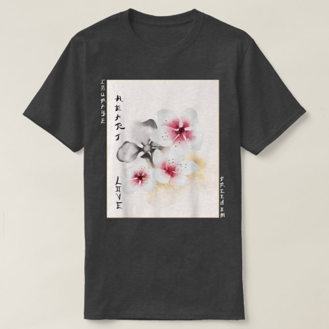 Rose Cherry Blossom Woodblock T-Shirt (Design vorne)