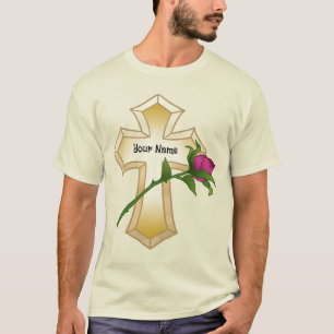 Rose Christian Kreuz T-Shirt 