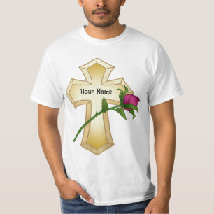 Rose Christian Kreuz T-Shirt 