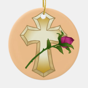 Rose Christliche Kreuzverzierung Keramik Ornament