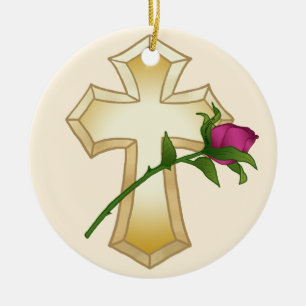 Rose Christliche Kreuzverzierung Keramik Ornament