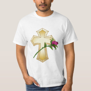 Rose Christliches Kreuz T-Shirt