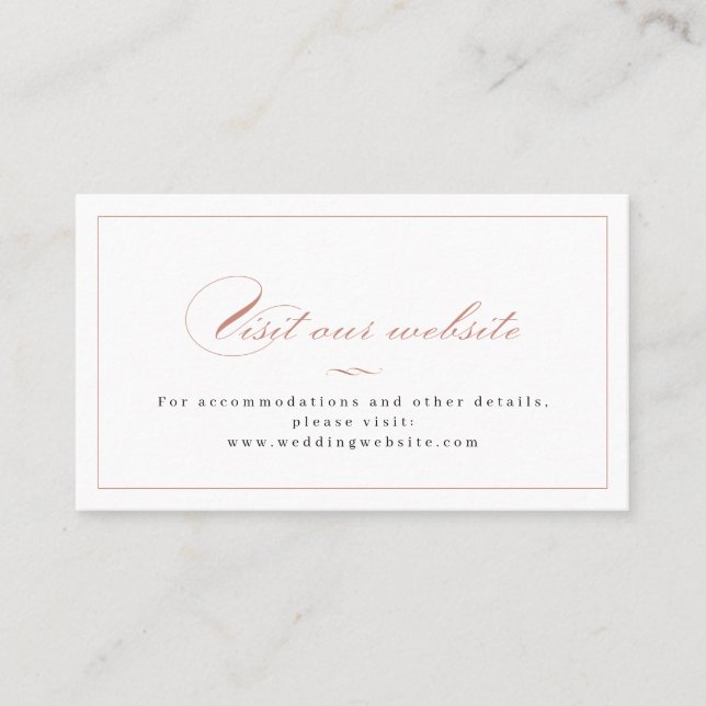 Rose Classic Elegance Script Website Insert Card Platzkarte (Vorderseite)