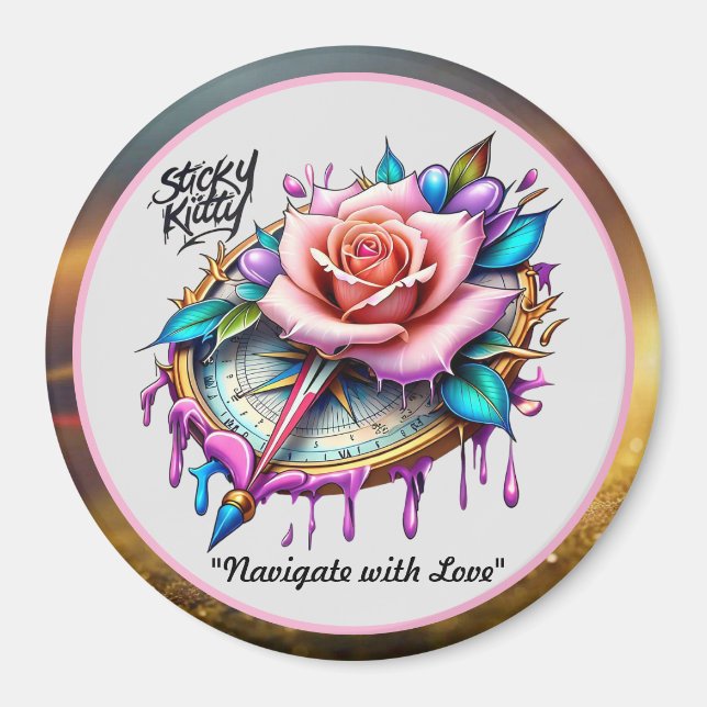 "Rose Compass: Ein Symbol für Liebe und Bliss" Magnet (Vorne)