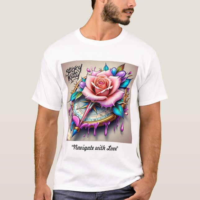 "Rose Compass: Ein Symbol für Liebe und Bliss" T-Shirt (Vorderseite)