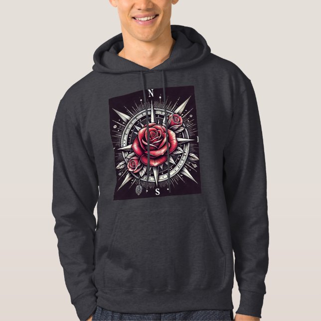Rose Compass Tattoo Hoodie (Vorderseite)