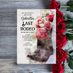 Rose Cowboy Boots Letztes Rodeo Junggeselinnen-Abs Einladung