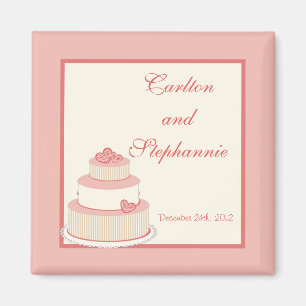 Rose/Creme Wedding Cake Magnet Gefallen