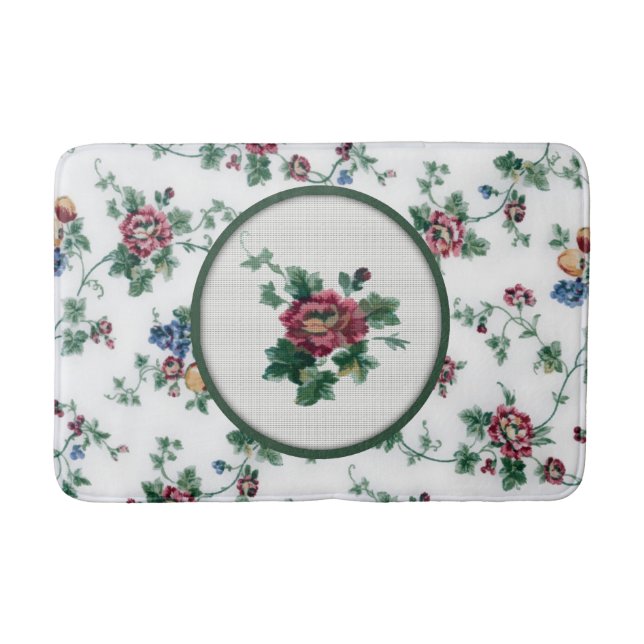 Rose Cross Stitch Bath Mat Badematte (Vorderseite)