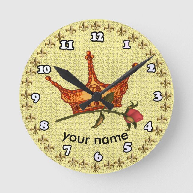 Rose Crown Runde Wanduhr (Vorderseite)