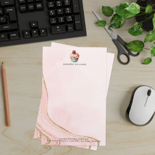Rose Cupcake benutzerdefinierte Buchstaben Briefpapier