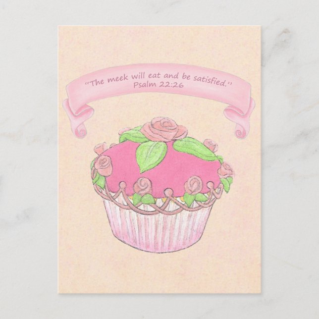 Rose Cupcake~Good Gift Scripting Postcard Drucken Postkarte (Vorderseite)