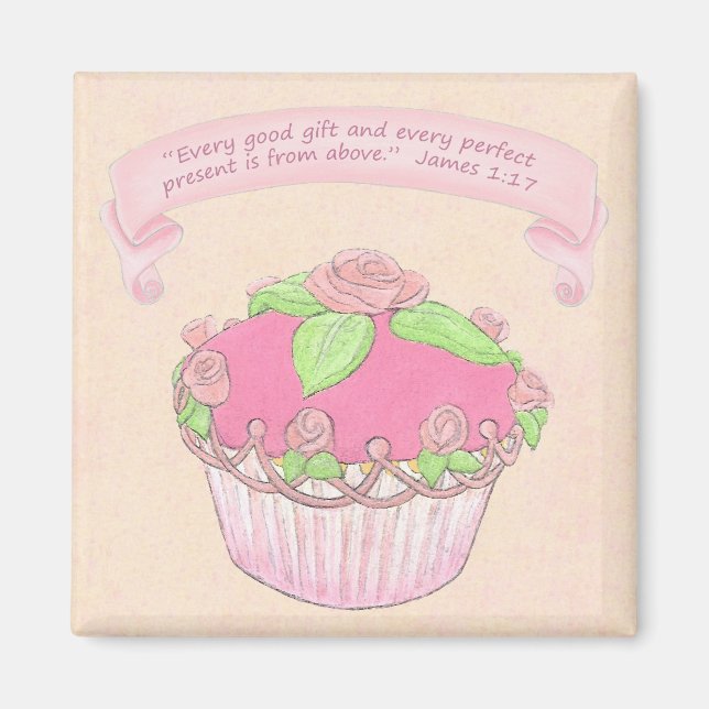 Rose CupCake Scripting Magnet (Vorne)