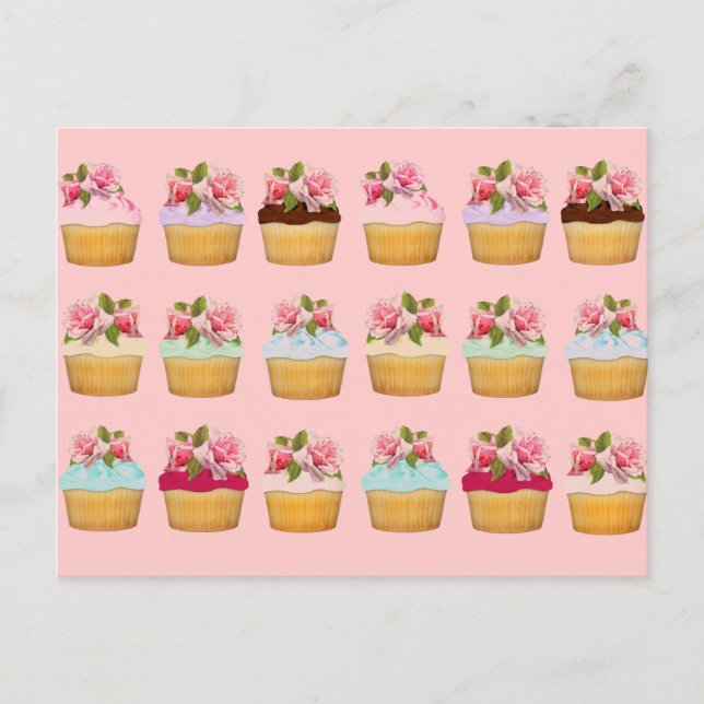 Rose Cupcakes Postkarten (Vorderseite)