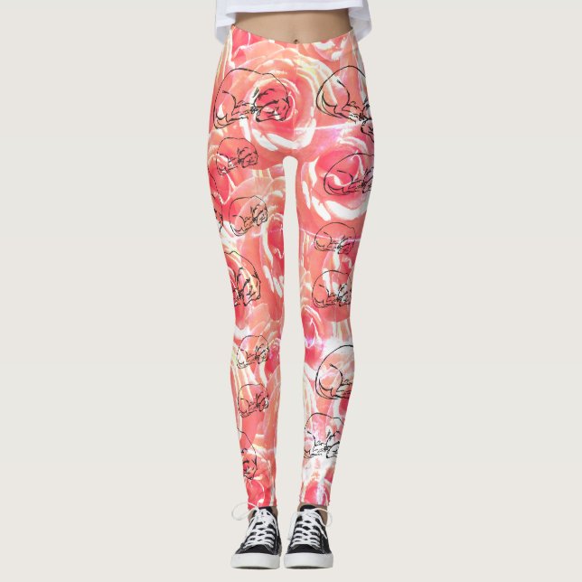 Rose, Dackel-Hund Multiprint-Leggings Leggings (Vorderseite)