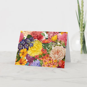 Rose, Dahlien und marigold Blume Muster Karte
