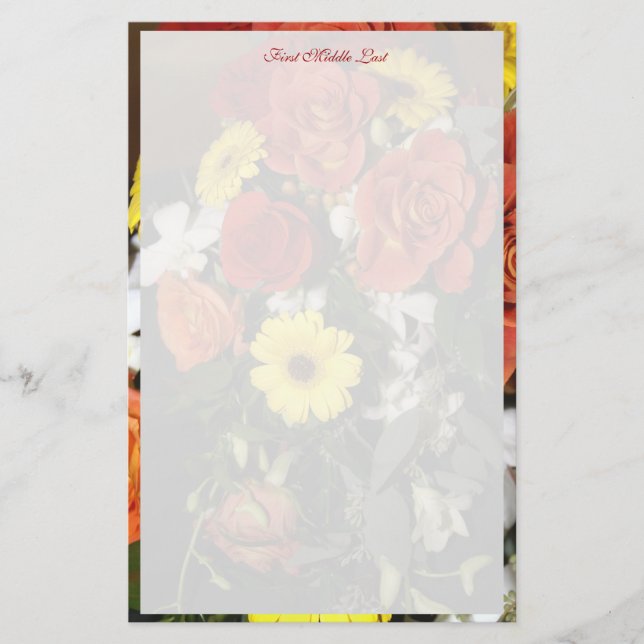 Rose Daisy Floral Bouquet Custom Briefpapier (Vorderseite)