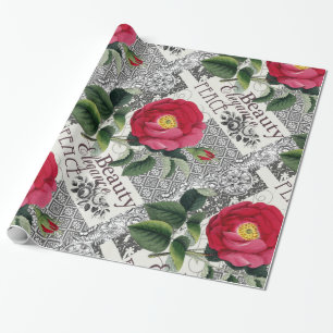 Rose Damask Hübsche Blumenantik Geschenkpapier
