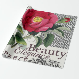 Rose Damask Hübsche Blumenantik Geschenkpapier