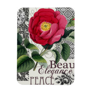 Rose Damask Hübsche Blumenantik Magnet