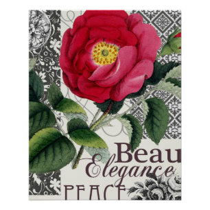 Rose Damask Hübsche Blumenantik Poster